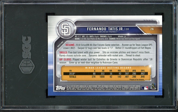 2019 Bowman Chrome Refractor #026 Fernando Tatis Jr Padres SGC 9.5 MINT+ Purple 555226