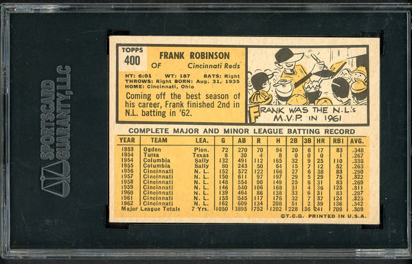 1963 Topps Baseball #400 Frank Robinson Reds SGC 5 EX 555229