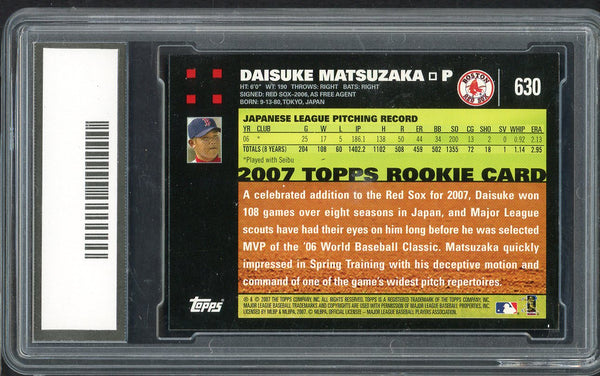 2007 Topps #630 Daisuke Matsuzaka Red Sox BCG 10 GEM MINT 555244