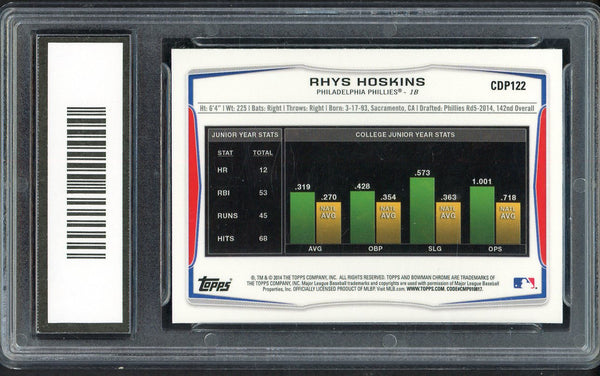 2014 Bowman Chrome #CDP122 Rhys Hoskins Phillies PGA 10 GEM MINT 555245
