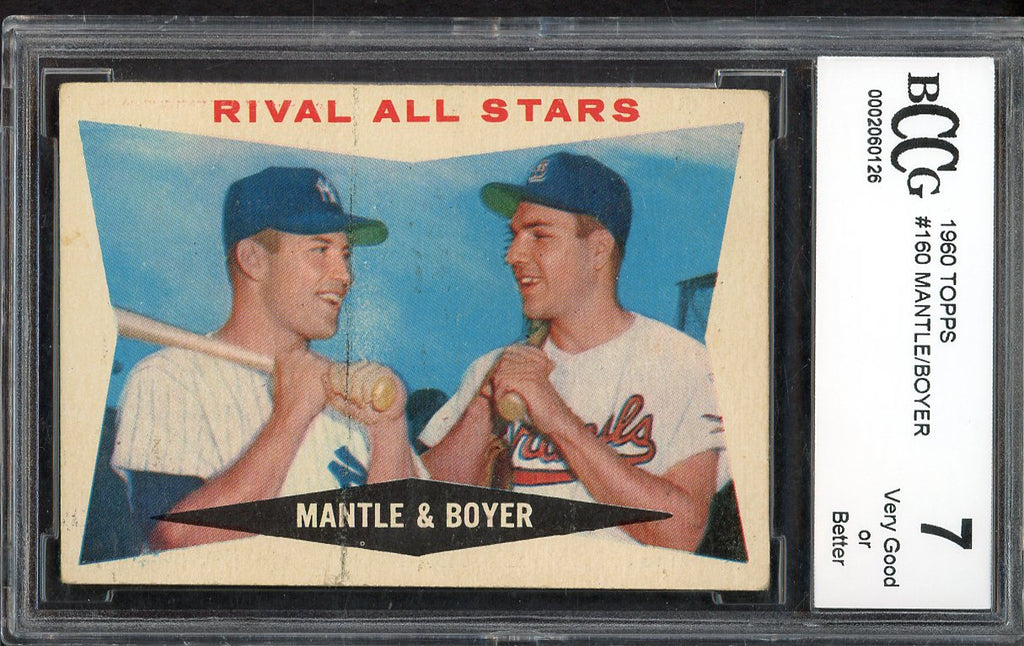 1960 Topps Baseball #160 Mickey Mantle Ken Boyer BCCG 7 555248