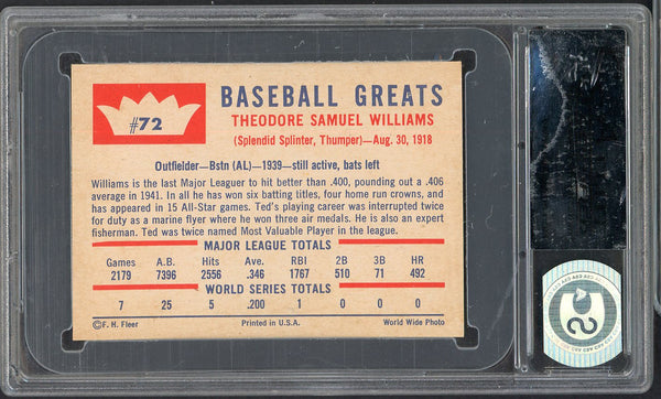 1960 Fleer Baseball #072 Ted Williams Red Sox CSA 9 MINT 555251