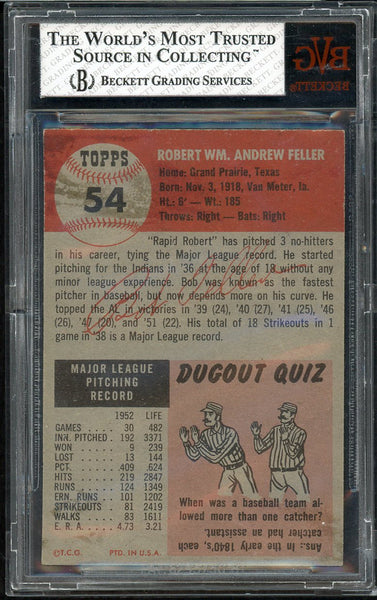 1953 Topps Baseball #054 Bob Feller Indians BVG 6 EX-MT 555254