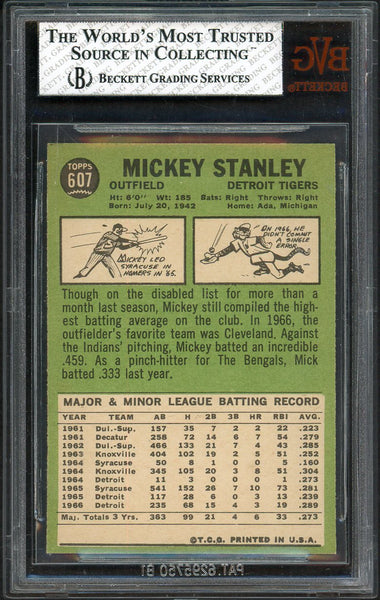 1967 Topps Baseball #607 Mickey Stanley Tigers BVG 5 EX 555255