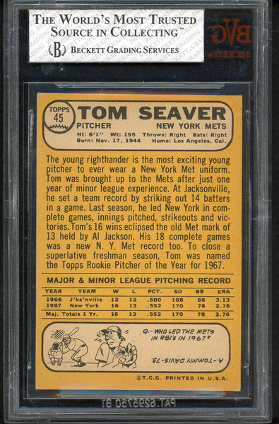 1968 Topps Baseball #045 Tom Seaver Mets BVG 5.5 EX+ 555257