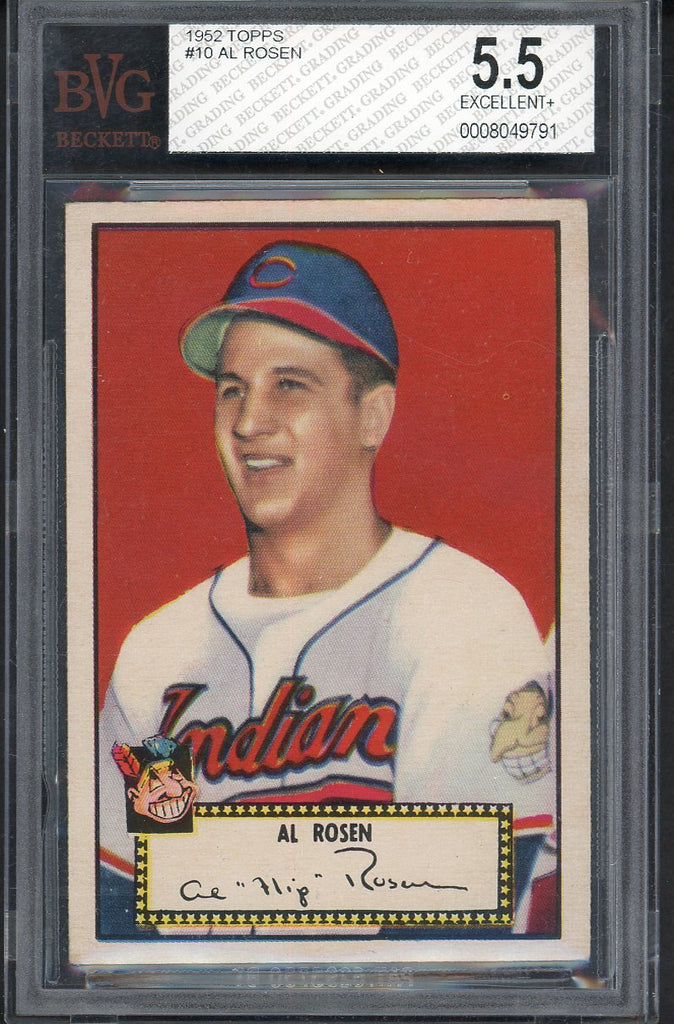 1952 Topps Baseball #010 Al Rosen Indians BVG 5.5 EX+ Red 555261