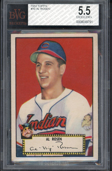 1952 Topps Baseball #010 Al Rosen Indians BVG 5.5 EX+ Red 555261