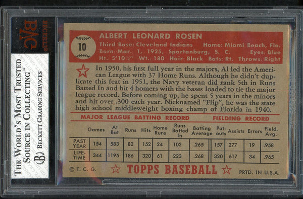 1952 Topps Baseball #010 Al Rosen Indians BVG 5.5 EX+ Red 555261