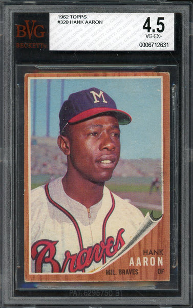 1962 Topps Baseball #320 Hank Aaron Braves BVG 4.5 VG-EX+ 555270
