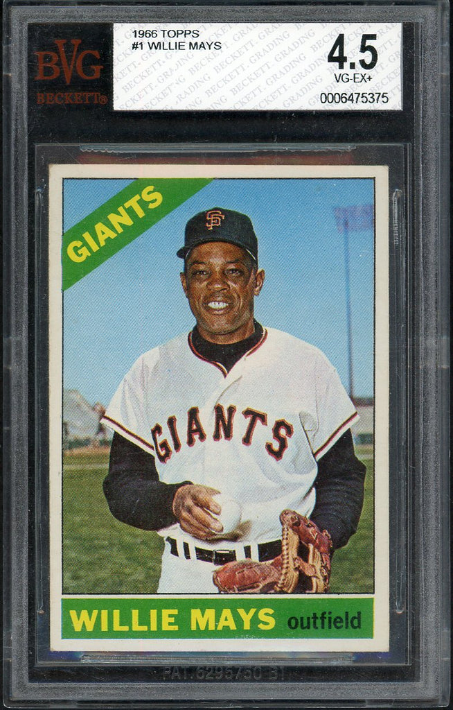 1966 Topps Baseball #001 Willie Mays Giants BVG 4.5 VG-EX+ 555271