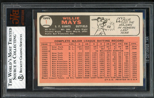 1966 Topps Baseball #001 Willie Mays Giants BVG 4.5 VG-EX+ 555271