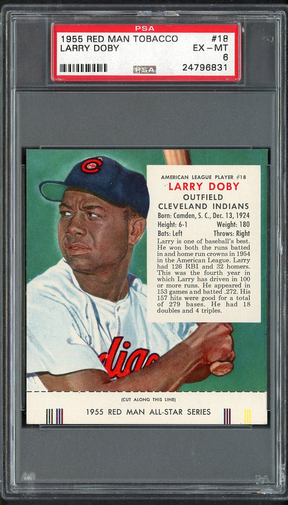 1955 Red Man #018AL Larry Doby Indians PSA 6 EX-MT w/Tab 555288