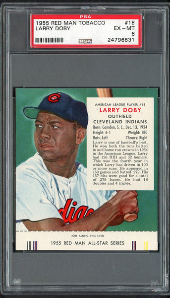 1955 Red Man #018AL Larry Doby Indians PSA 6 EX-MT w/Tab 555288