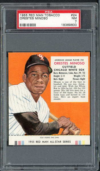 1955 Red Man #024AL Minnie Minoso White Sox PSA 7 NM w/Tab 555289