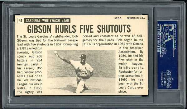 1964 Topps Baseball Giants #041 Bob Gibson Cardinals PSA 8 NM/MT 555299