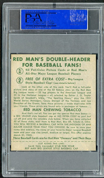 1952 Red Man #008AL Bob Feller Indians PSA 6 EX-MT w/Tab 555301