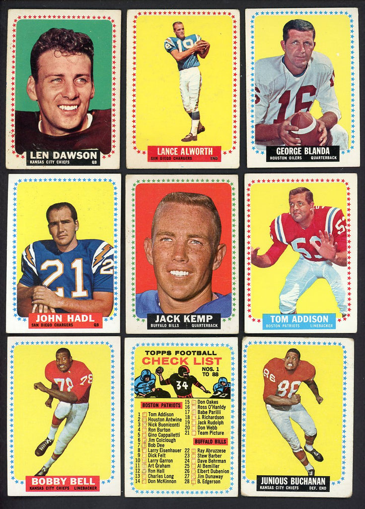 1964 Topps Football Complete Set Lower Grade Blanda Alworth 555349