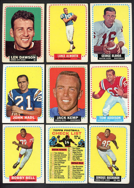 1964 Topps Football Complete Set Lower Grade Blanda Alworth 555349