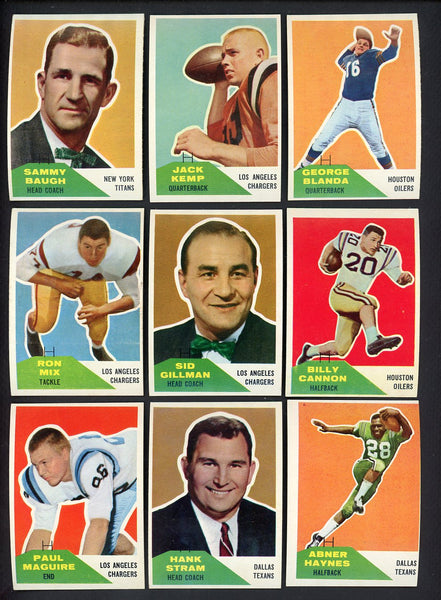 1960 Fleer Football Complete Set EX-MT/NR-MT Kemp Blanda Mix 555355