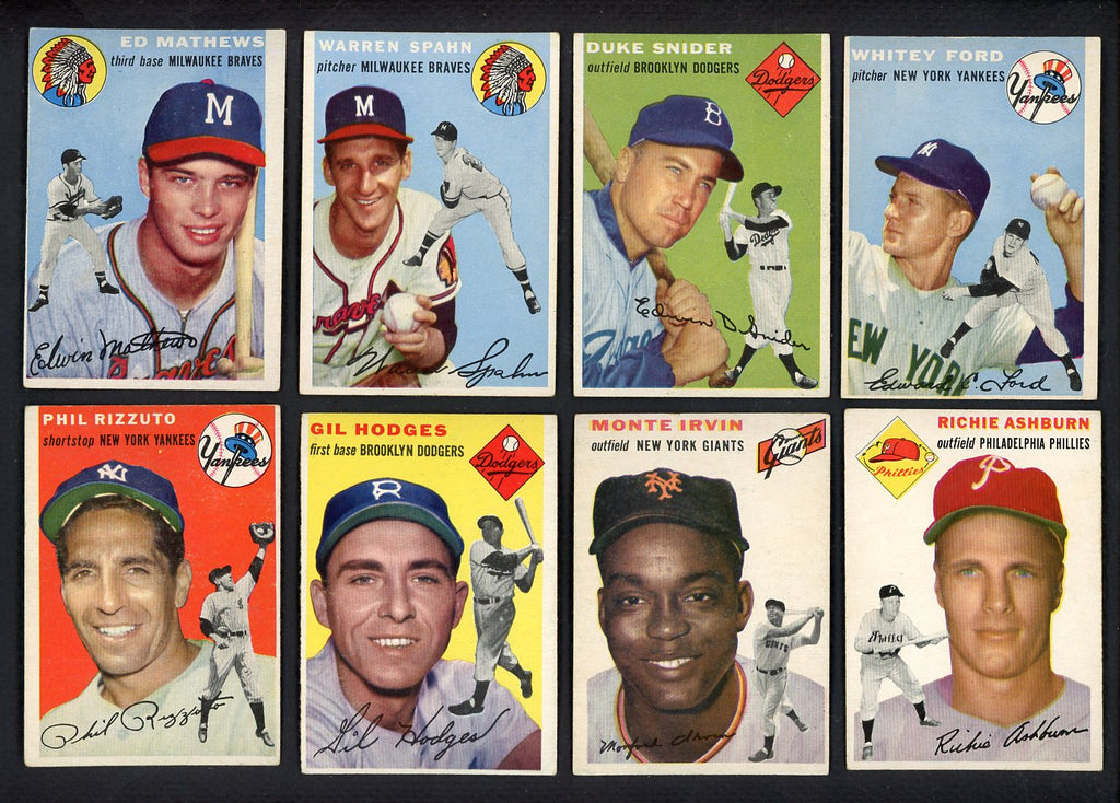 1954 Topps Set Lot 202 Diff VG-EX Spahn Ford Snider Mathews 555434