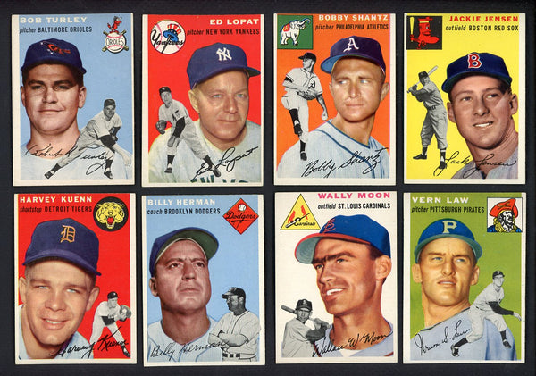 1954 Topps Set Lot 72 Diff EX-MT Lopat Shantz Jensen Kuenn 555441
