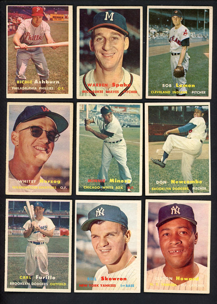 1957 Topps Set Lot 135 Diff VG-EX Spahn Ashburn Minoso Howard 555480