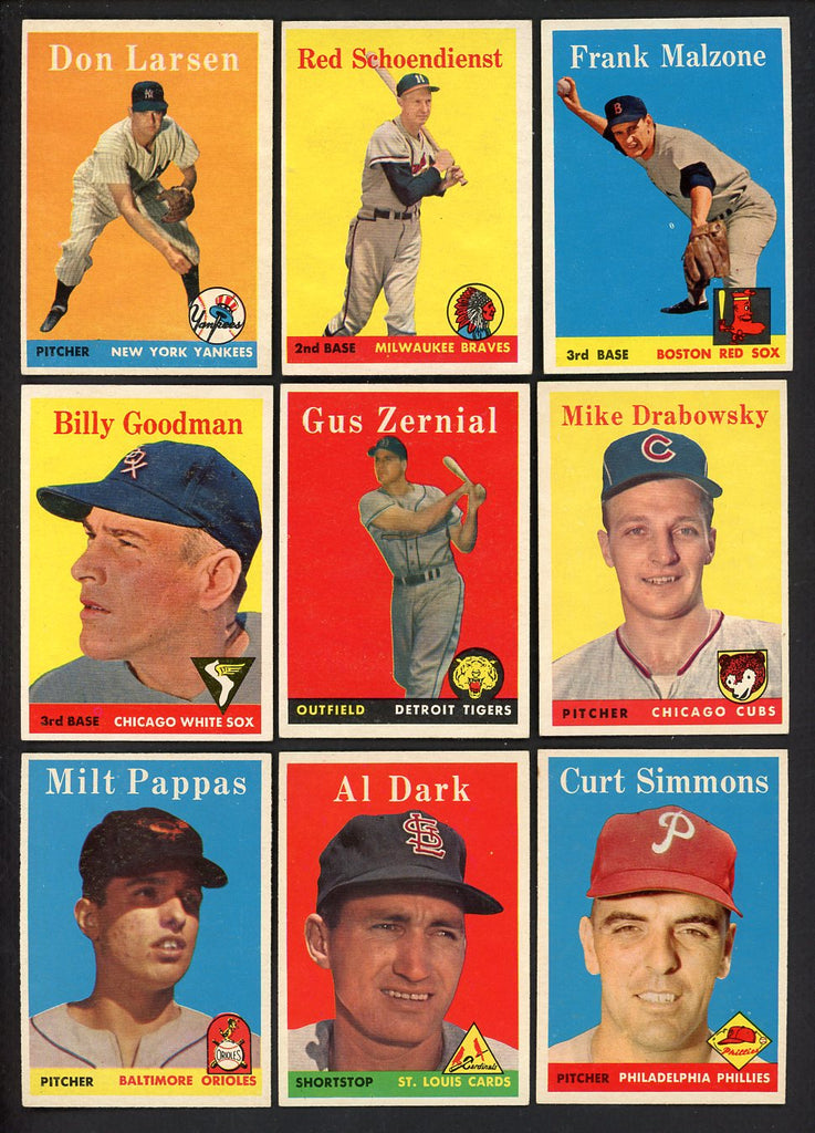1958 Topps Set Lot 63 Diff EX-MT Schoendienst Larsen Pappas 555489