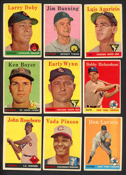 1958 Topps Set Lot 111 Diff VG Aparicio Bunning Richardson 555495