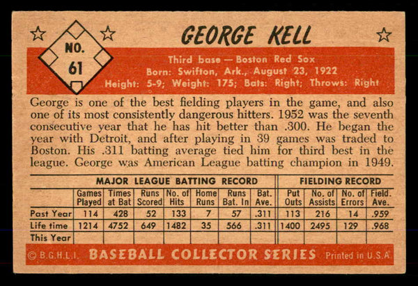 1953 Bowman Color Baseball #061 George Kell Red Sox EX+/EX-MT 555575