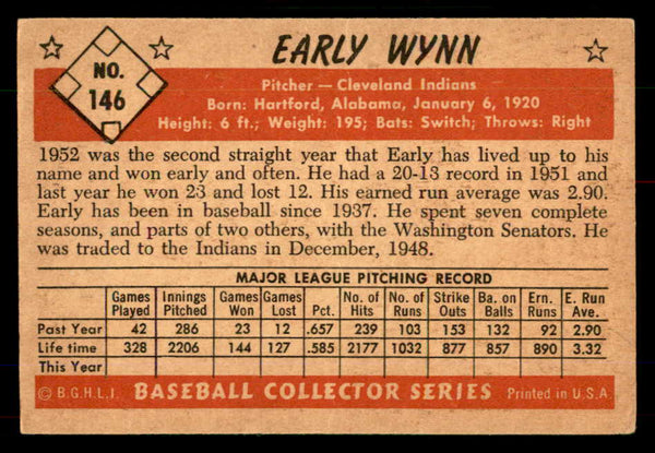 1953 Bowman Color Baseball #146 Early Wynn Indians VG-EX 555583