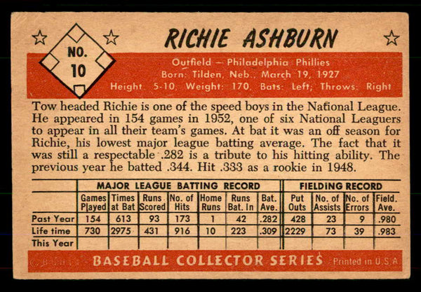 1953 Bowman Color Baseball #010 Richie Ashburn Phillies VG-EX 555588