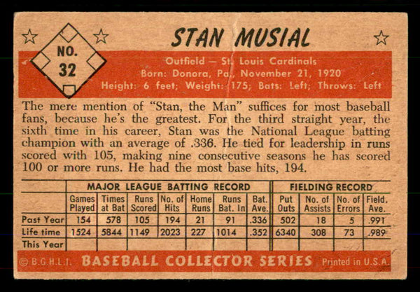 1953 Bowman Color Baseball #032 Stan Musial Cardinals GD-VG 555589