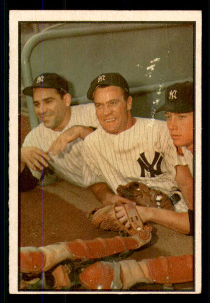 1953 Bowman Color Baseball #044 Mickey Mantle Yogi Berra Good 555590