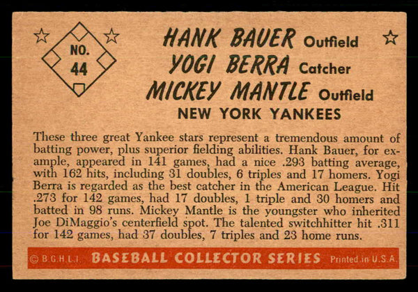 1953 Bowman Color Baseball #044 Mickey Mantle Yogi Berra Good 555590
