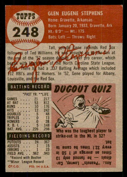 1953 Topps Baseball #248 Gene Stephens Red Sox EX+/EX-MT 555607