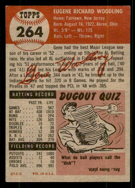 1953 Topps Baseball #264 Gene Woodling Yankees EX+ 555652