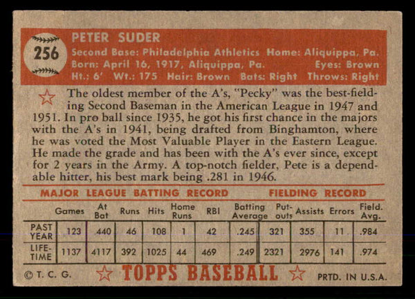 1952 Topps Baseball #256 Pete Suder A's EX 555728