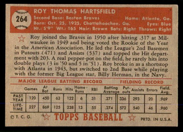 1952 Topps Baseball #264 Roy Hartsfield Braves EX 555729