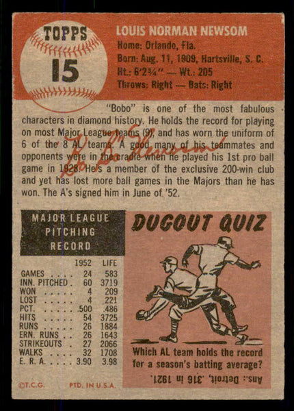1953 Topps Baseball #015 Bobo Newsom A's EX-MT 555765