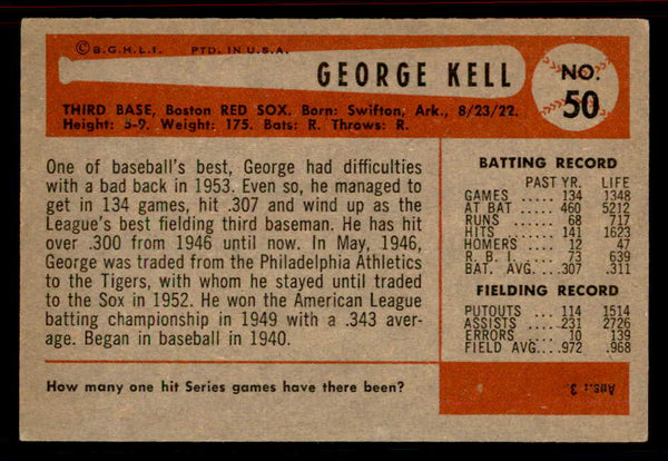 1954 Bowman Baseball #050 George Kell Red Sox EX+ 555815