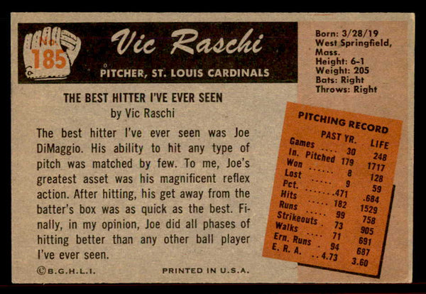 1955 Bowman Baseball #185 Vic Raschi Yankees EX-MT 555839