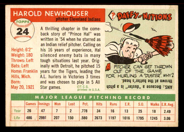 1955 Topps Baseball #024 Hal Newhouser Indians EX+/EX-MT 555842
