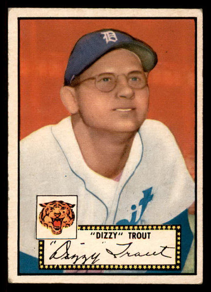1952 Topps Baseball #039 Dizzy Trout Tigers VG-EX Black 555855