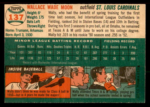 1954 Topps Baseball #137 Wally Moon Cardinals EX-MT 555860
