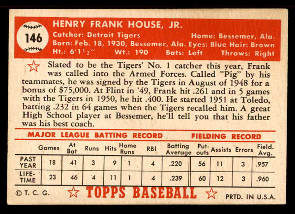 1952 Topps Baseball #146 Frank House Tigers EX-MT 555913