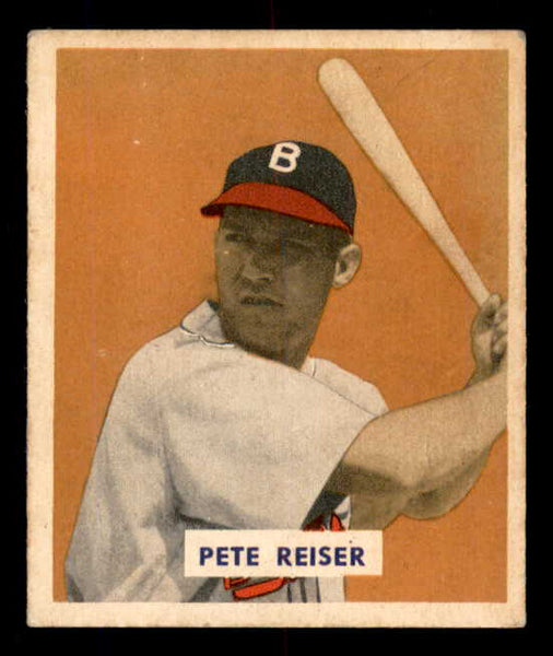1949 Bowman Baseball #185 Pete Reiser Braves Good back damage 555954
