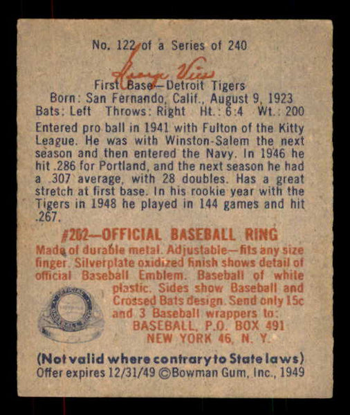 1949 Bowman Baseball #122 George Vico Tigers EX-MT 556100