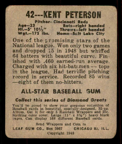 1948 Leaf Baseball #042 Kent Peterson Reds GD-VG 556163