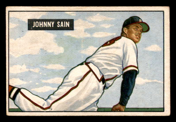 1951 Bowman Baseball #314 Johnny Sain Braves EX 556285