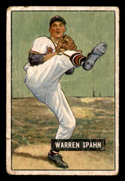1951 Bowman Baseball #134 Warren Spahn Braves Good 556316
